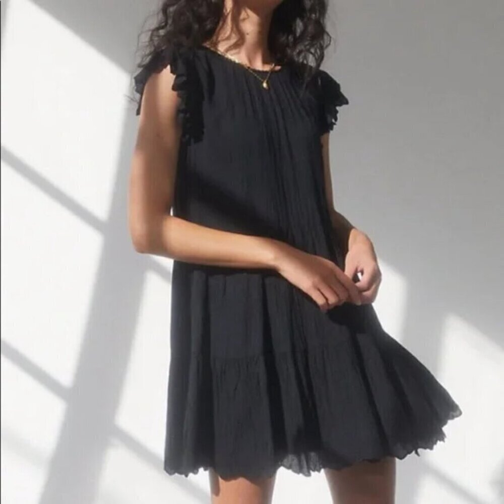 Aritzia Wilfred La Boheme Sidonie Ruffled Scalloped Dress Black Size Small